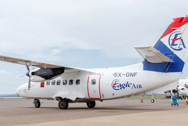 Let L-410 5X-GNF operated by Eagle Air LTD, exterior