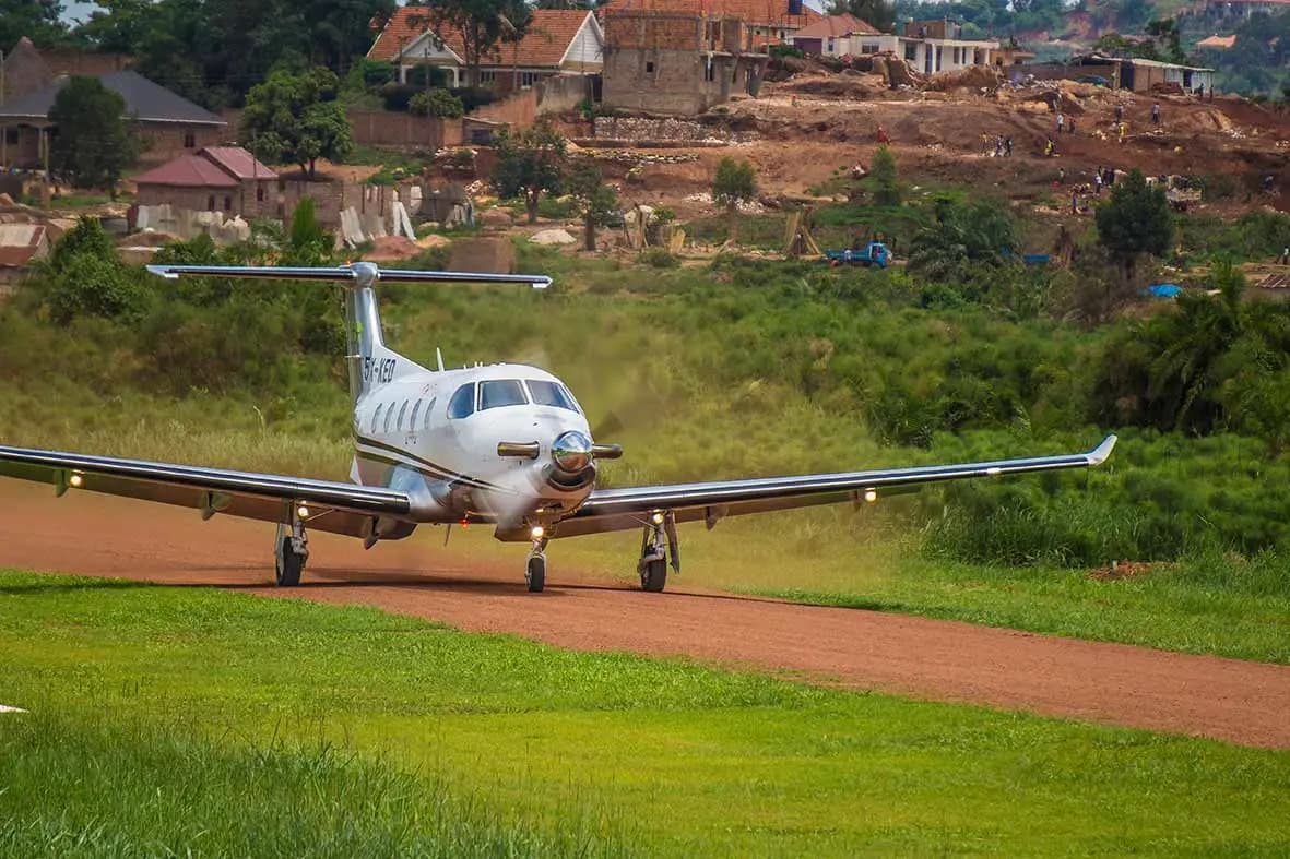 Pilatus PC-12/47 5X-KED operated by Kampala Executive Aviation (KEA), exterior