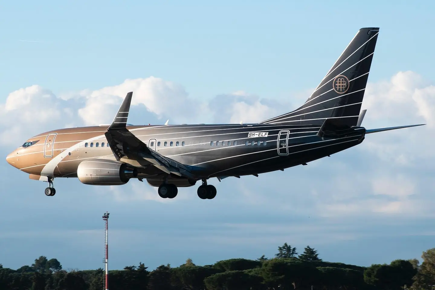 Boeing BBJ 9H-ELF operated by AirX Charter, Ltd., exterior