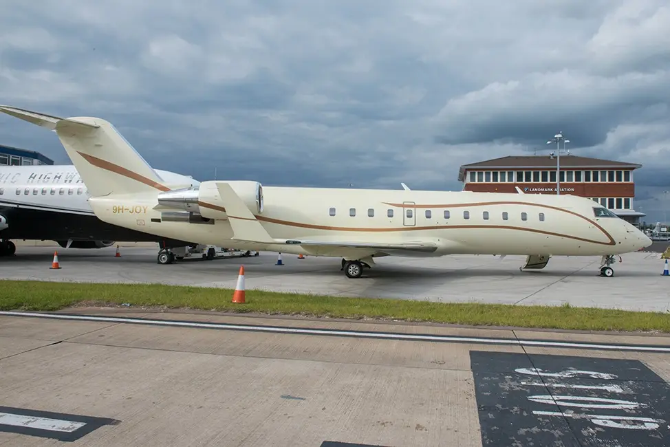 Bombardier Challenger 850 9H-JOY operated by AirX Charter, Ltd., exterior