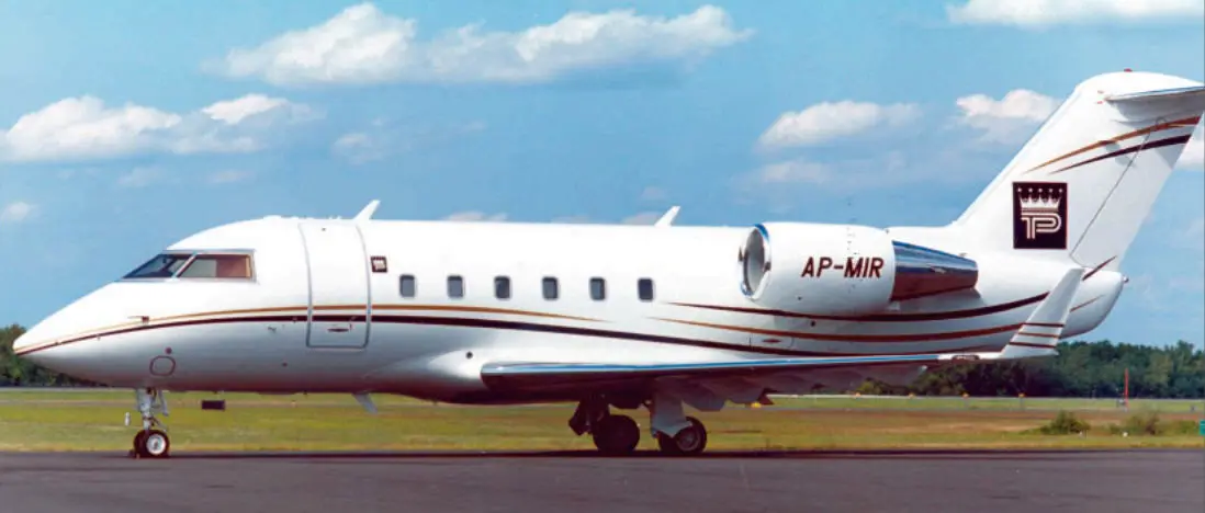 Bombardier Challenger 601 AP-MIR operated by Princely Jets, exterior