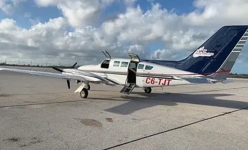 Cessna 402B C6-TJT operated by Blessings Aviation, exterior