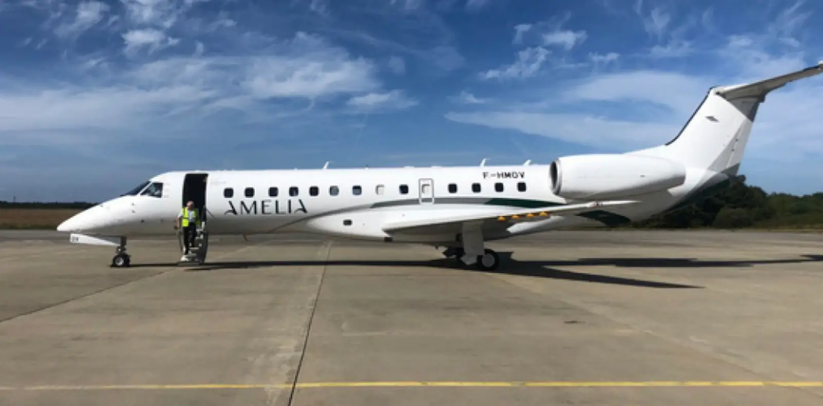 Embraer 135LR F-HMOV operated by Amelia by Regourd Aviation, exterior