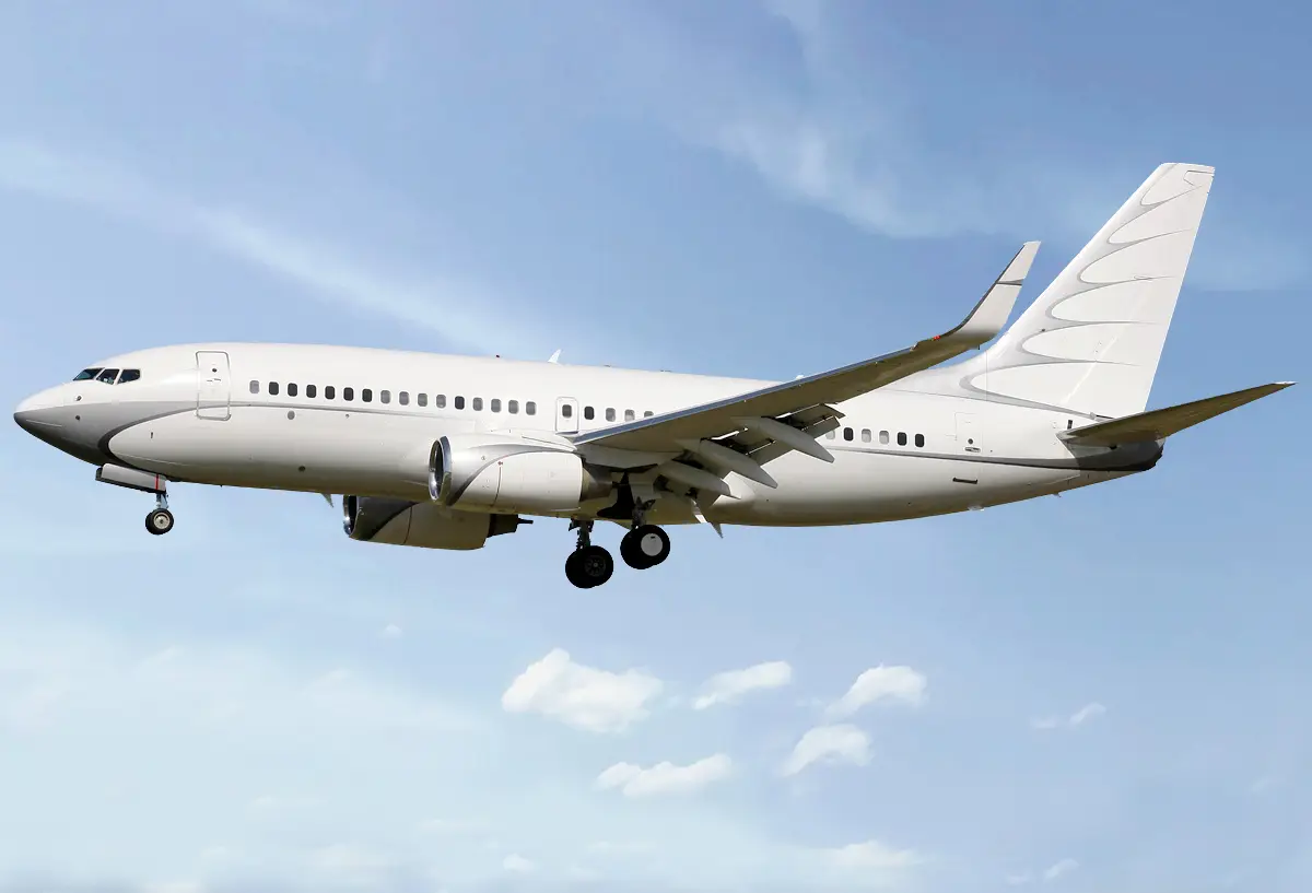 Boeing BBJ LX-LFX operated by Global Jet, exterior