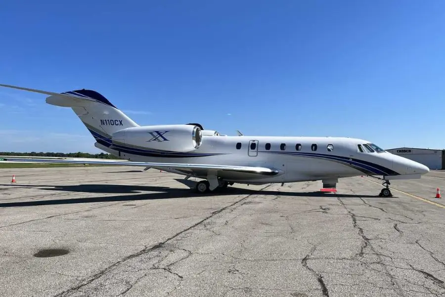 Cessna Citation X N110CX operated by Hera Flight, LLC, KCAK, exterior
