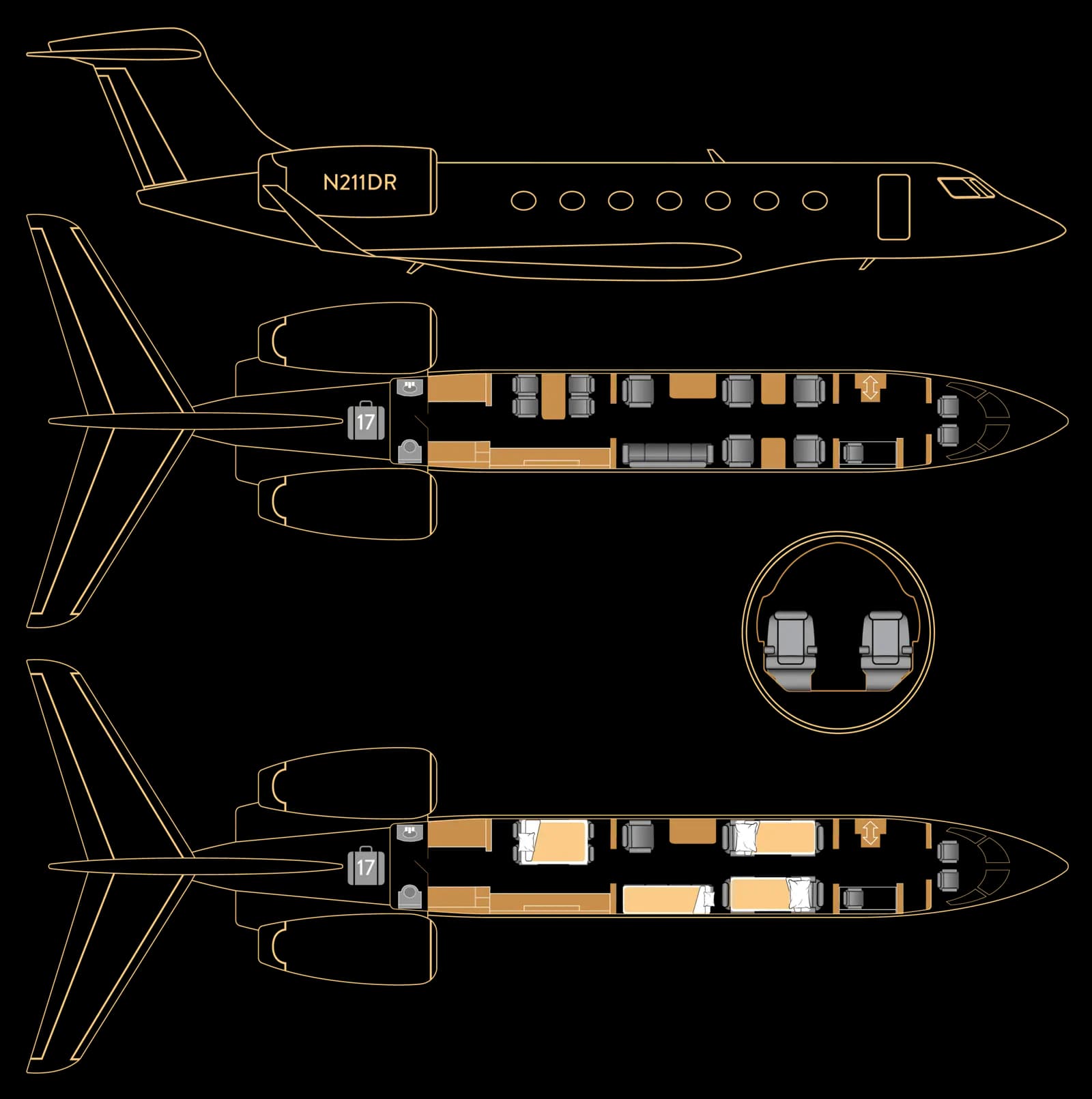 Gulfstream V N211DR operated by Global Air Charters, Inc. photo 6