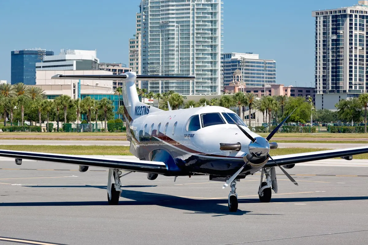 Pilatus PC-12/47 N227NS operated by Tampa Bay Air Charter, exterior