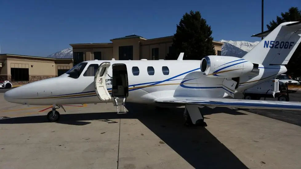 Cessna CitationJet N520DF operated by Avcenter, Inc., exterior