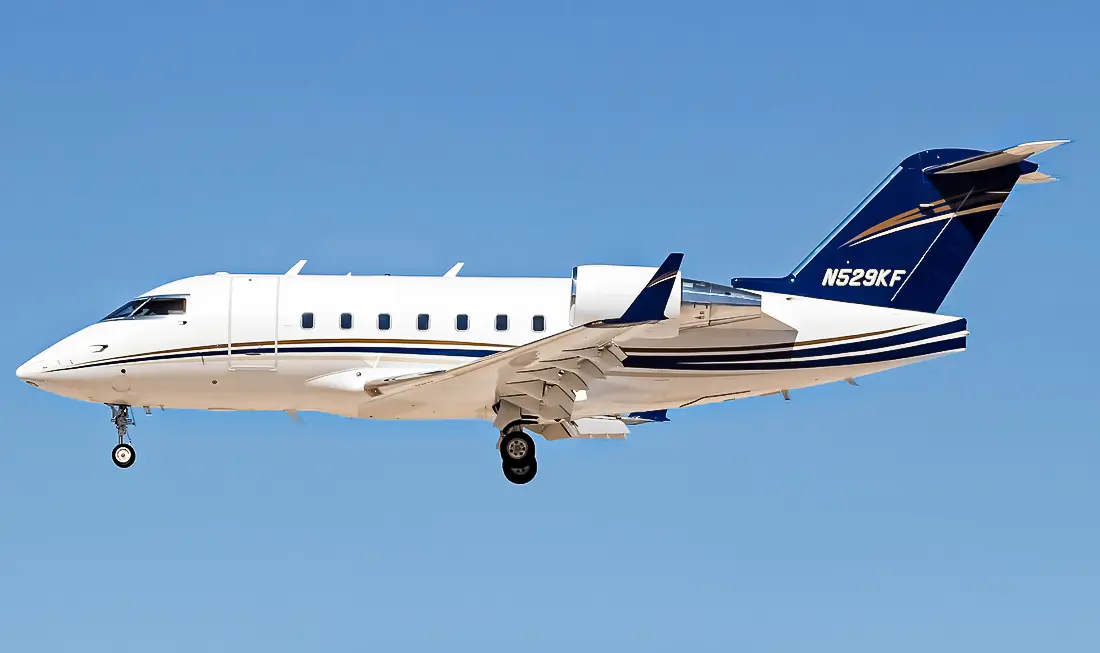 Bombardier Challenger 604 N529KF operated by SAI Flight Service, Inc., KGSP, exterior