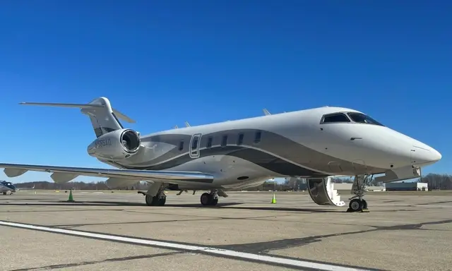 Bombardier Challenger 350 N555AD operated by Sky Quest, LLC, KCLE, exterior