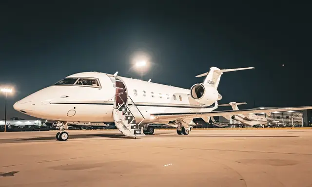 Bombardier Challenger 604 N925AF operated by SAI Flight Service, Inc., KGSP, exterior