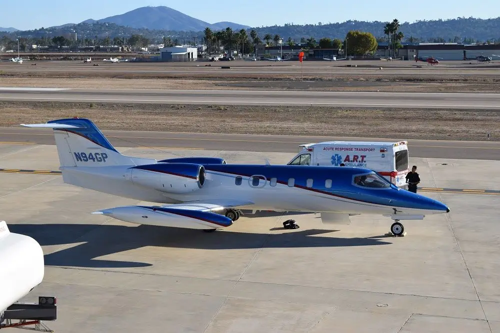 Bombardier Learjet 35A N94GP operated by Aeromedevac Air Ambulance, KSEE photo 4