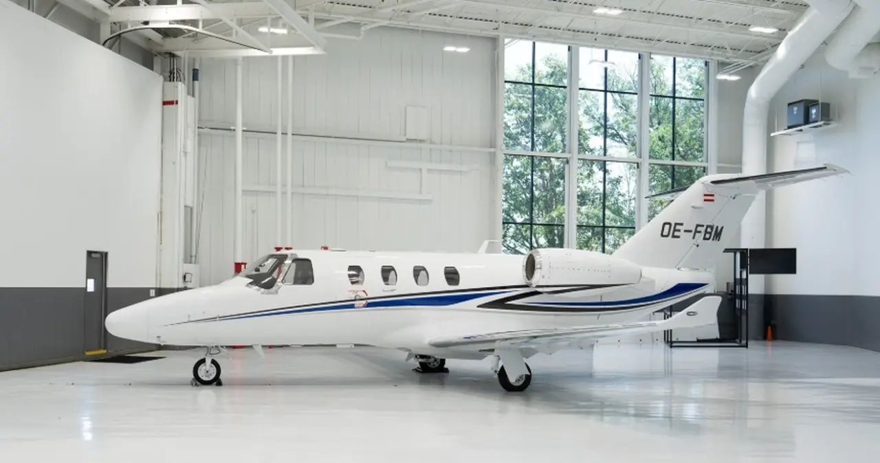 Cessna Citation M2 OE-FBM operated by Transwing Ltd., exterior