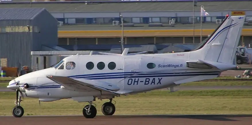 Beechcraft King Air 90 OH-BAX operated by Scanwings, exterior