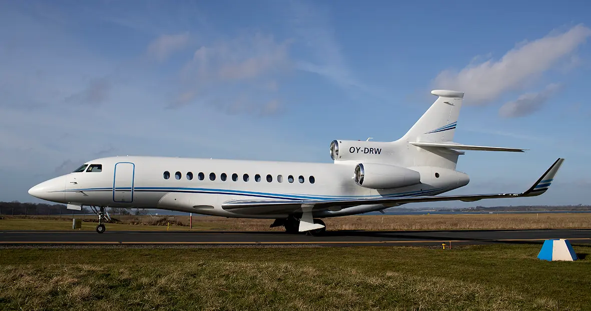 Dassault Falcon 7X OY-DRW operated by Air Alsie, exterior