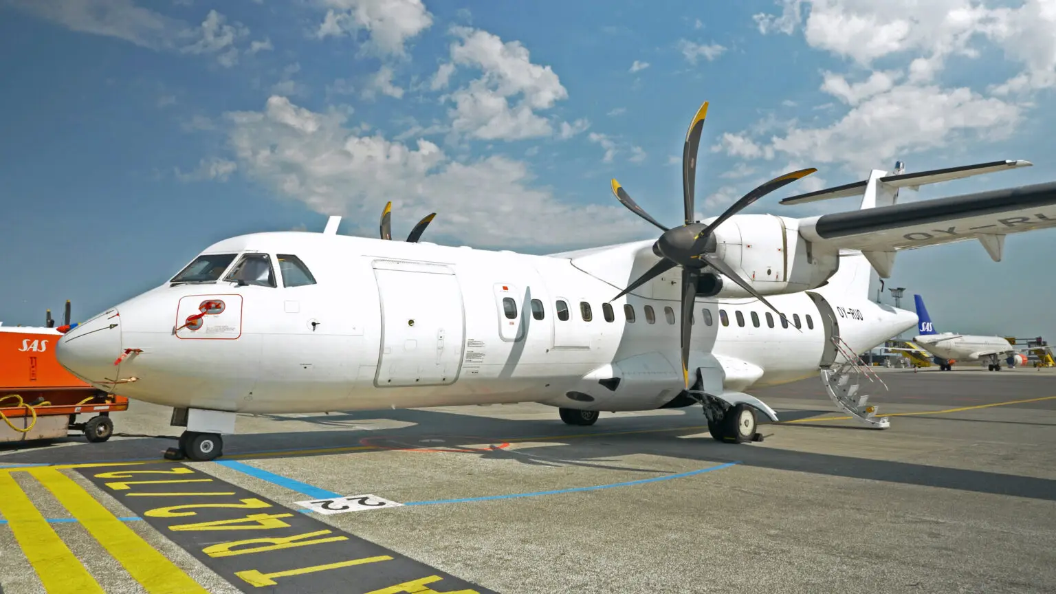 ATR 42-500 OY-RUO operated by Danish Air Transport, exterior