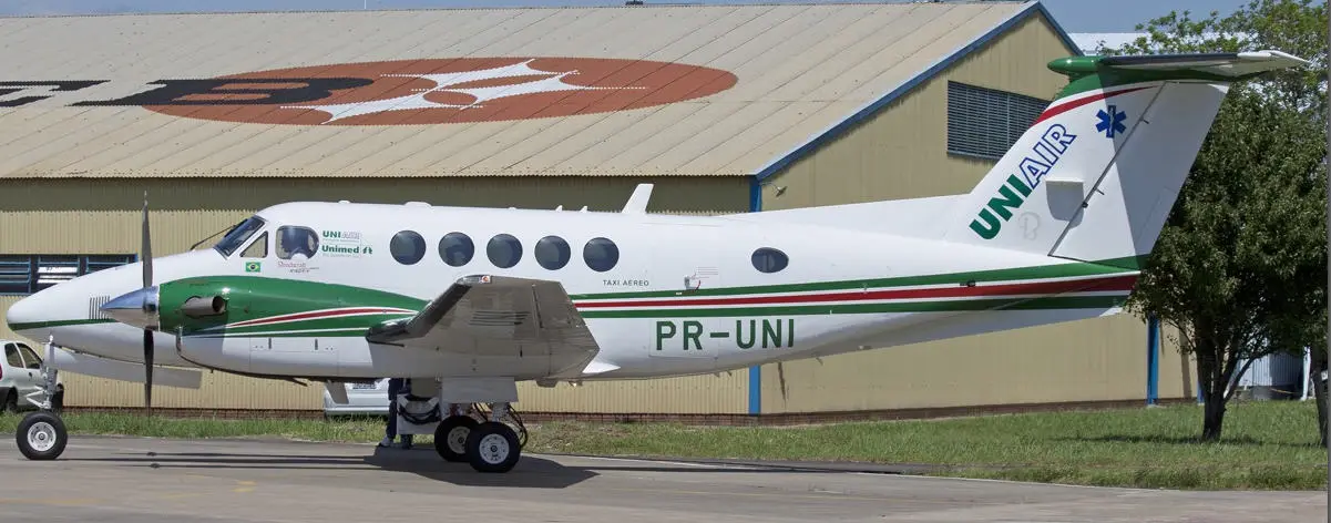 Beechcraft King Air 200 PR-UNI operated by Uniair Taxi Aereo, exterior