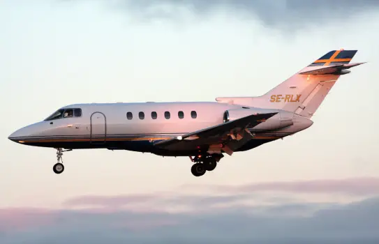 Beechcraft Hawker 800XP SE-RLX operated by Grafair Flight Management, exterior