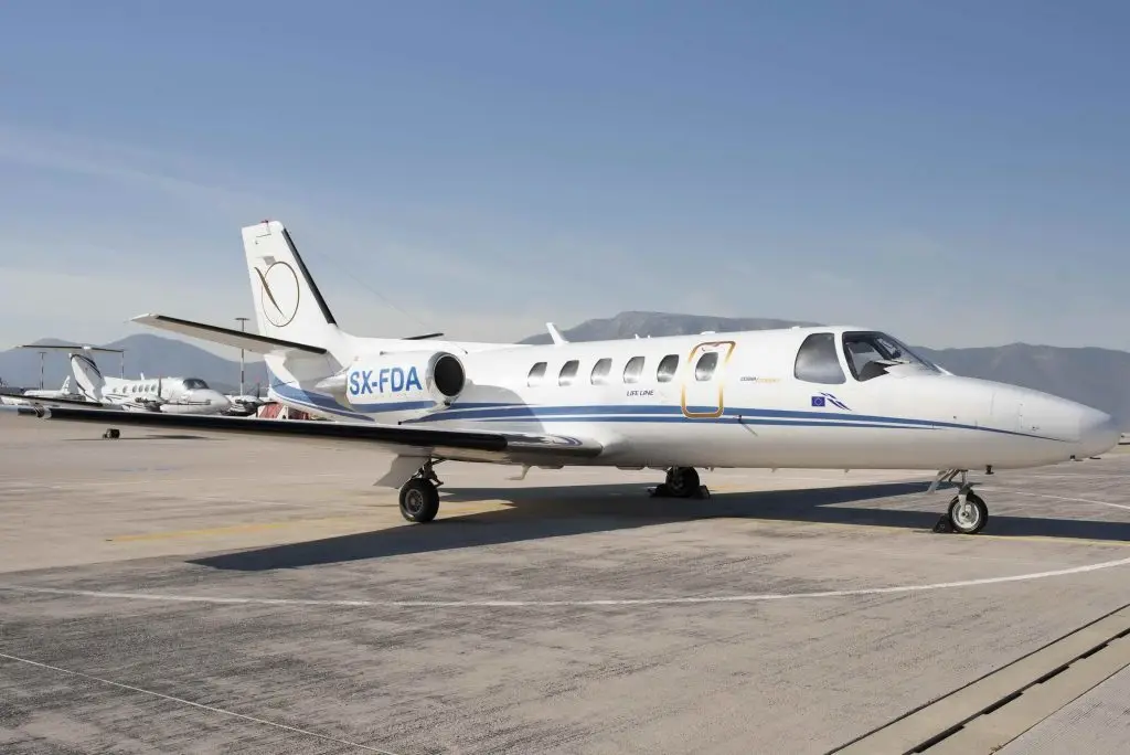 Cessna Citation II SX-FDA operated by Life Line Aviation, exterior
