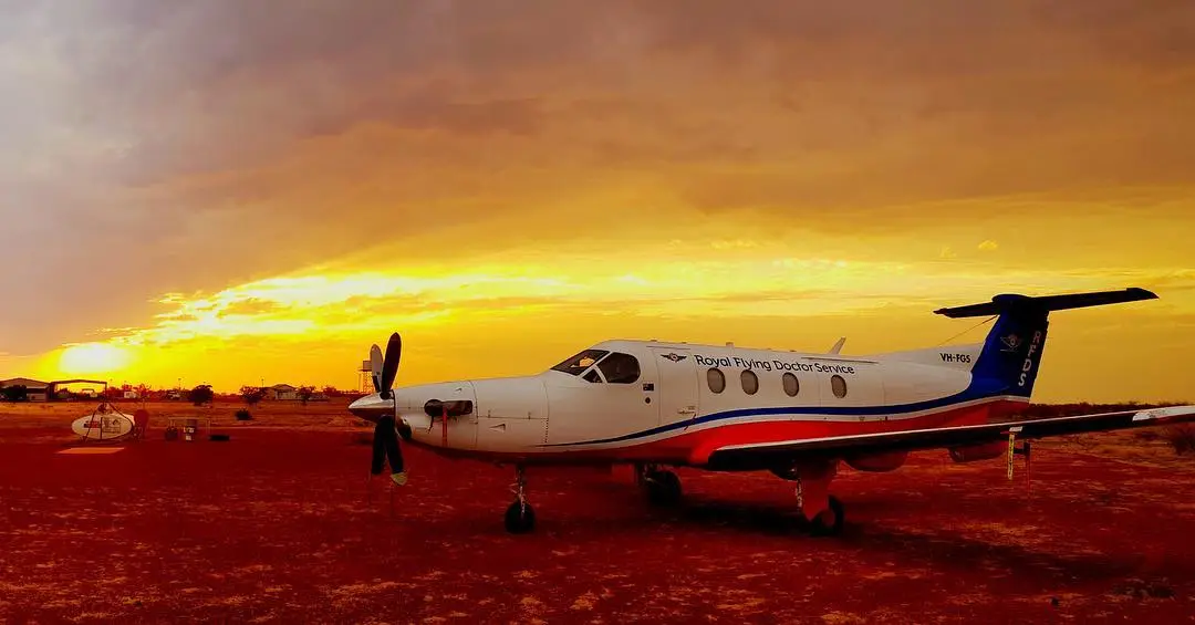 Pilatus PC-12/47 VH-FGS operated by Royal Flying Doctor Service, exterior