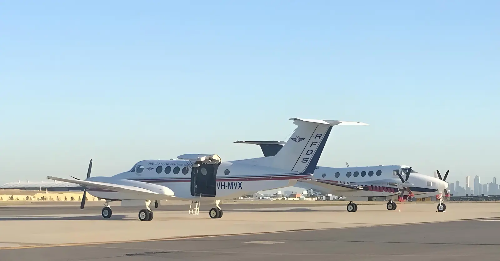 Beechcraft King Air 200 VH-MVX operated by Royal Flying Doctor Service, exterior