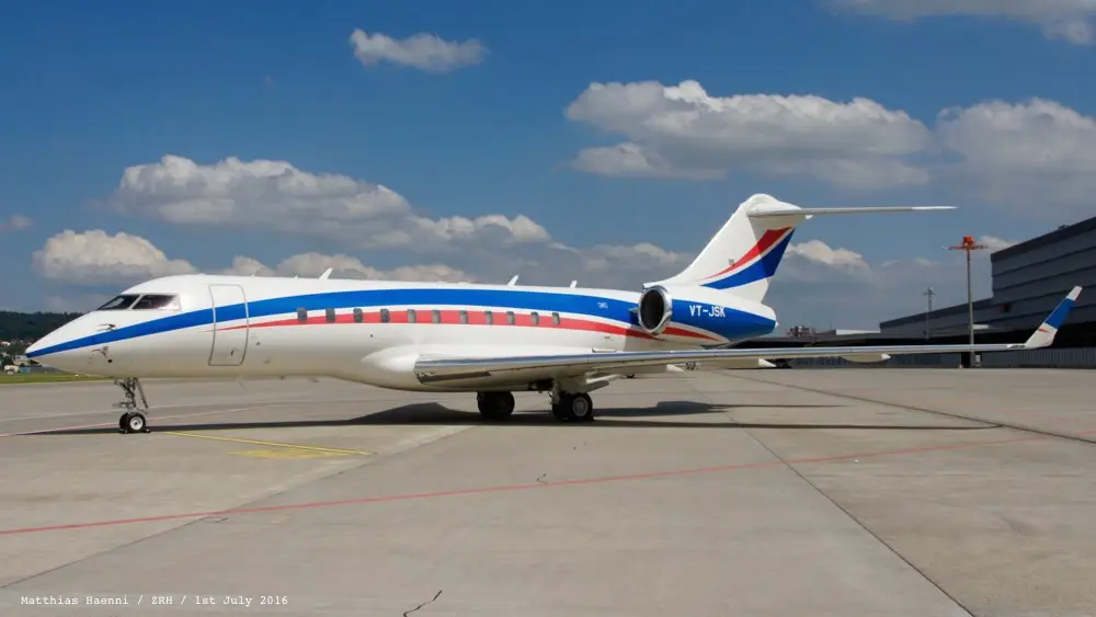 Bombardier Global 5000 VT-JSK operated by Vistajet, exterior