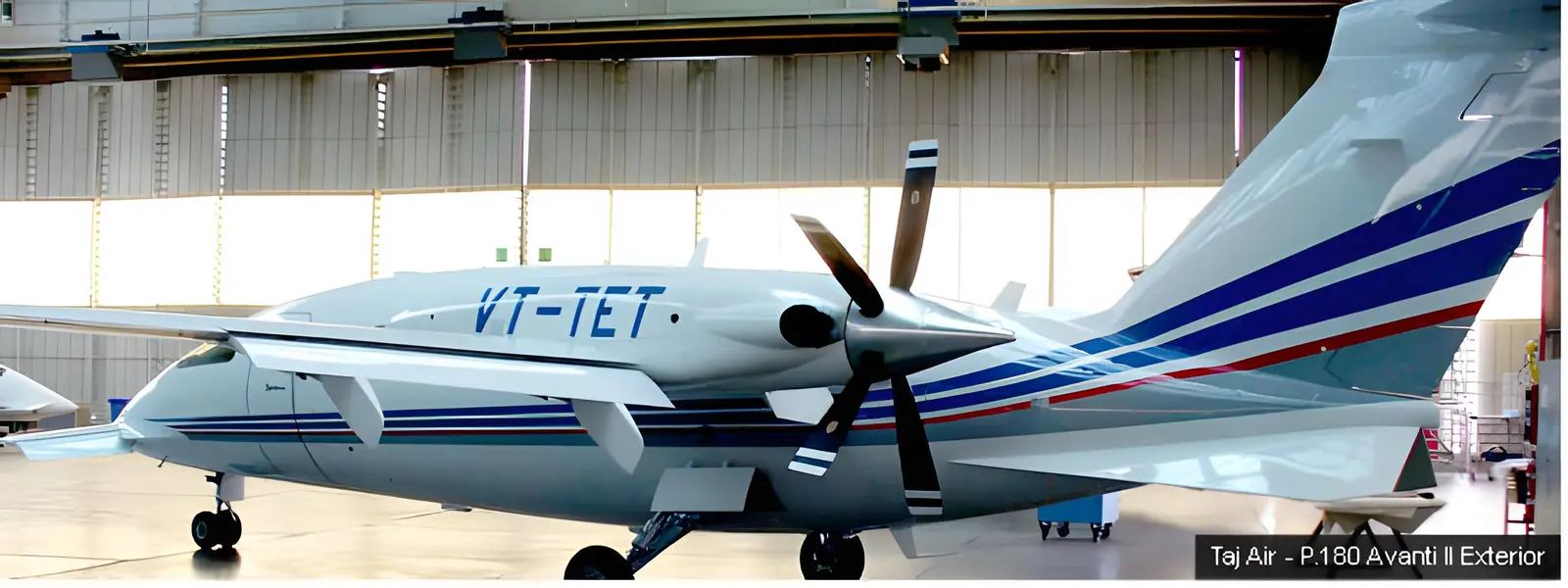 Piaggio Avanti VT-TET operated by Taj Air Ltd., exterior
