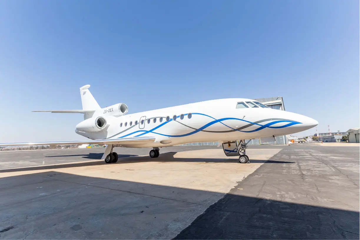 Dassault Falcon 900EX ZS-DEX operated by Luxaviation Africa, exterior