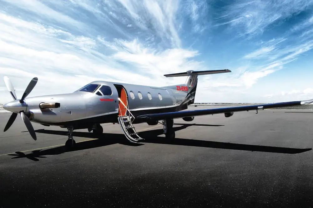 Pilatus PC-12/47 NG ZS-ERS operated by Luxaviation Africa, exterior