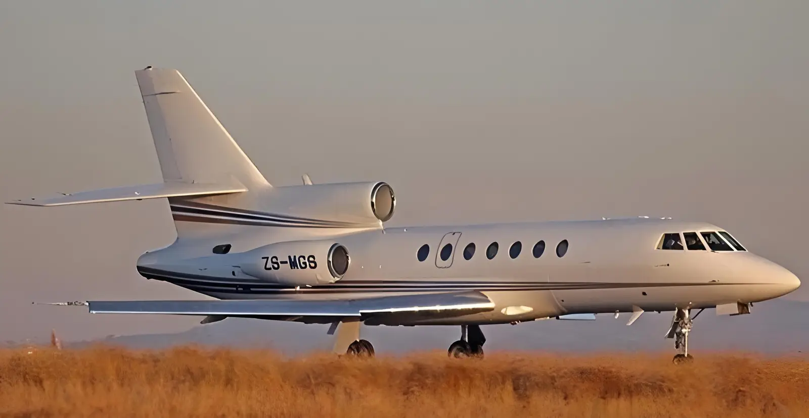 Dassault Falcon 50 ZS-MGS operated by Elite Jets Charter (PTY) Ltd., exterior