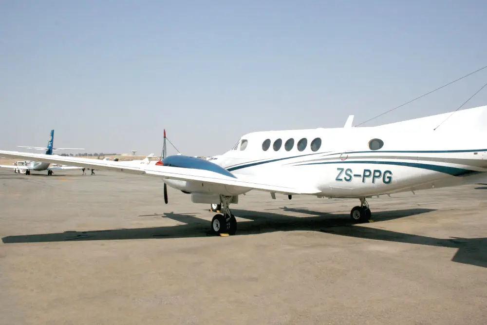 Beechcraft King Air 200 ZS-PPG operated by Luxaviation Africa, exterior