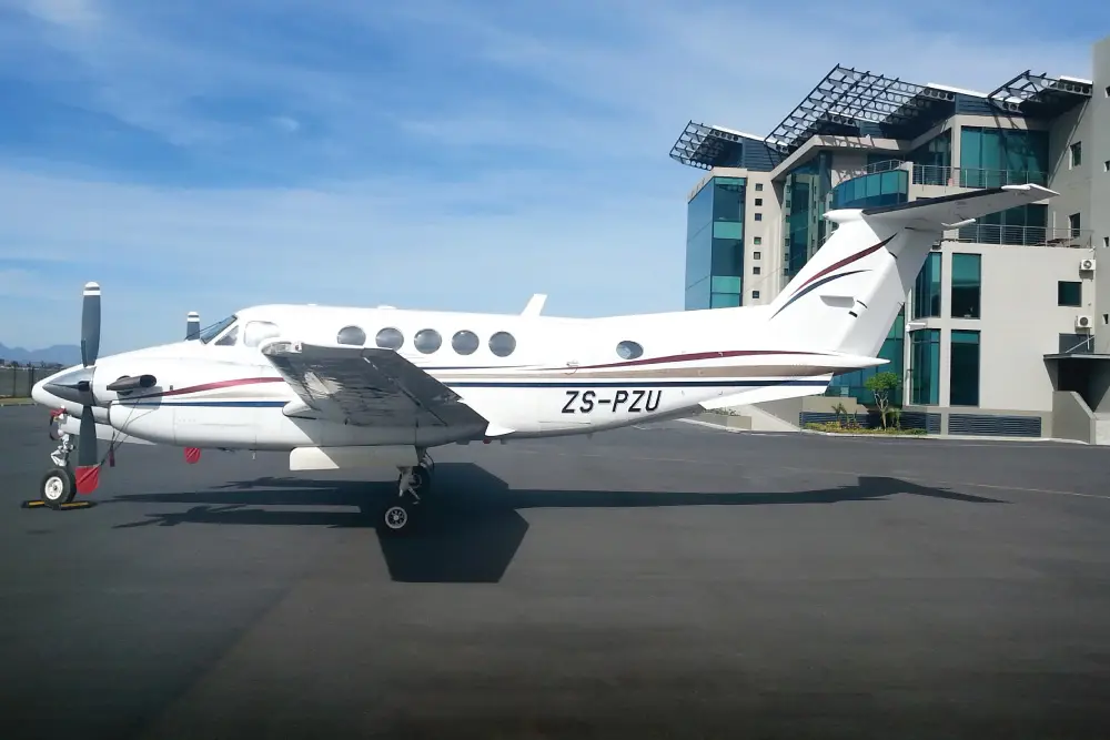 Beechcraft King Air 200 ZS-PZU operated by Luxaviation Africa, exterior