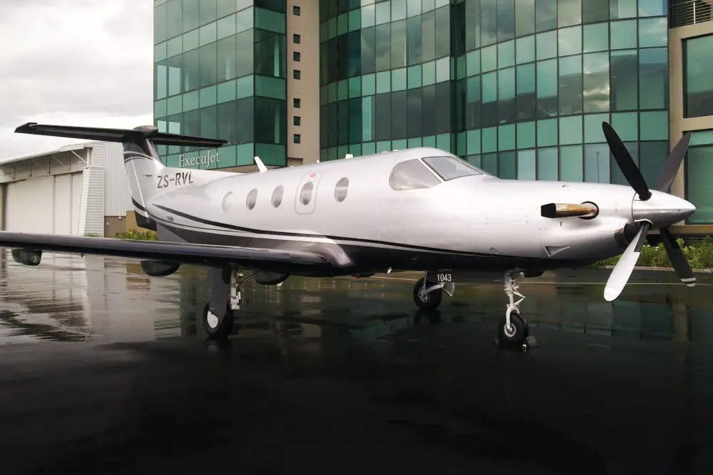 Pilatus PC-12/47 NG ZS-RVL operated by Luxaviation Africa, exterior