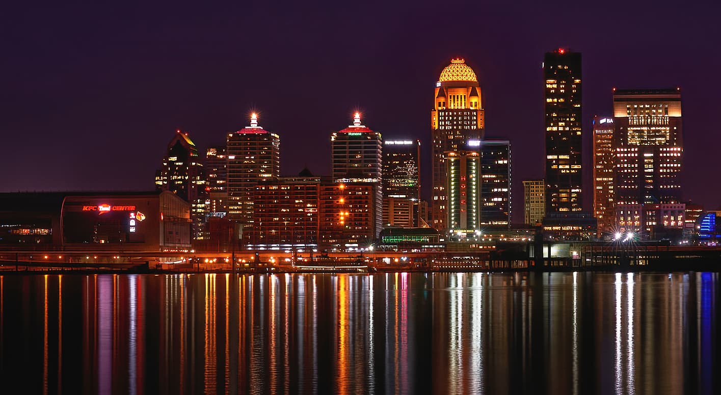 The Louisville skyline on the Ohio River