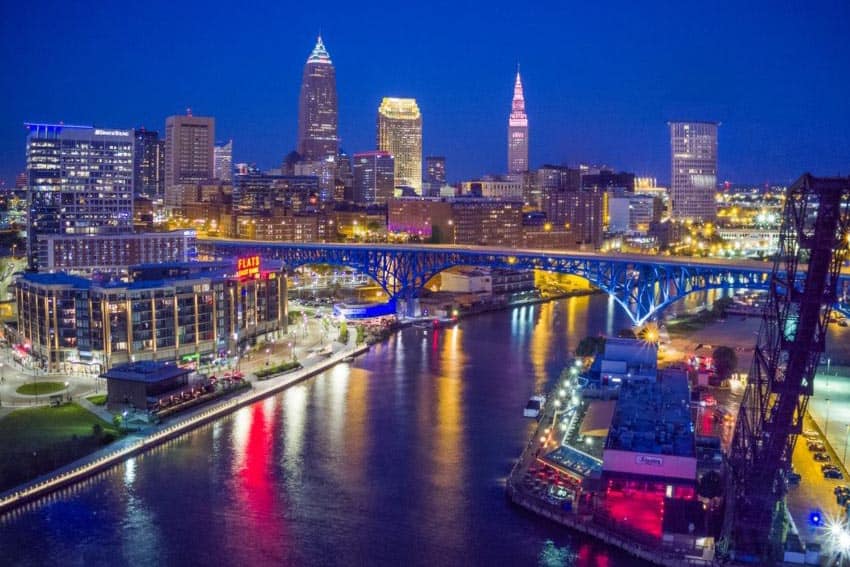 The Cleveland skyline on Lake Erie