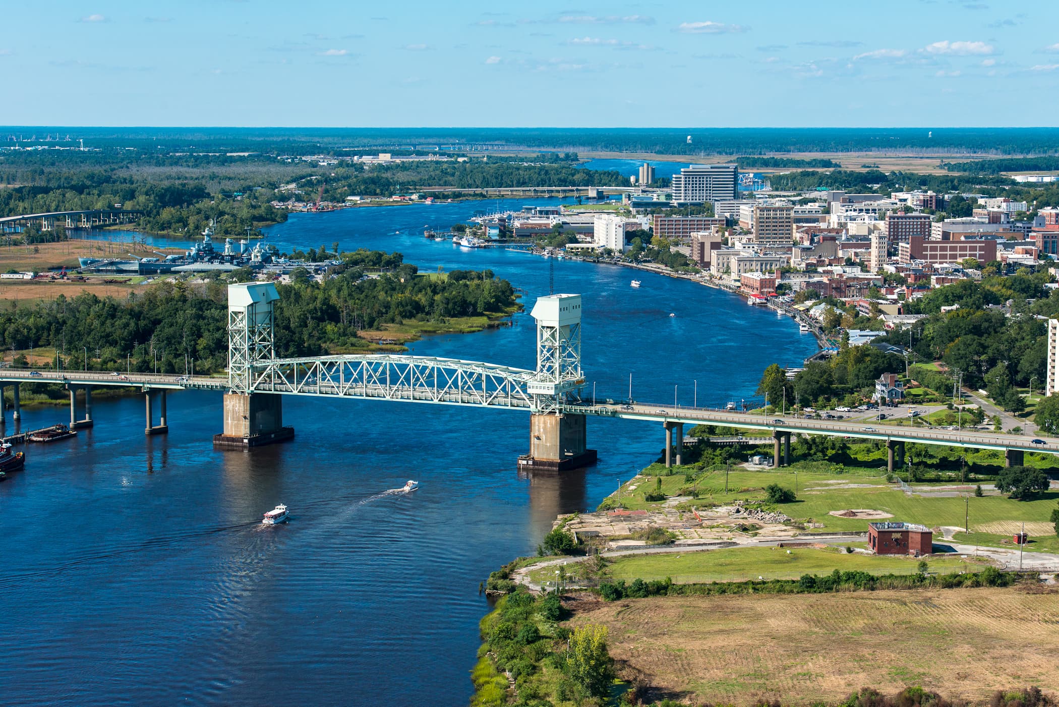 The Cape Fear riverfront in Wilmington, North Carolina