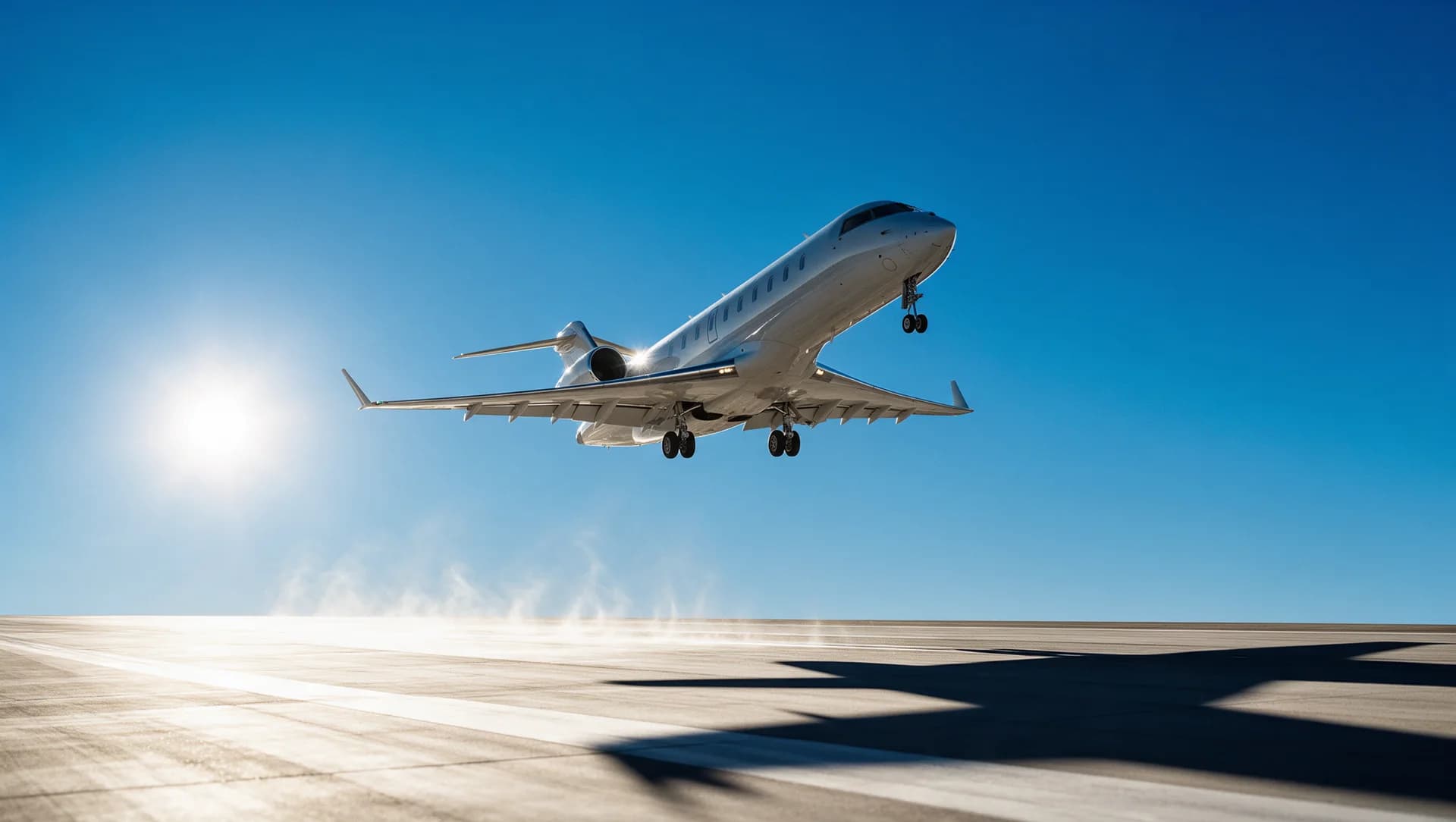 Business jet climbing out after takeoff