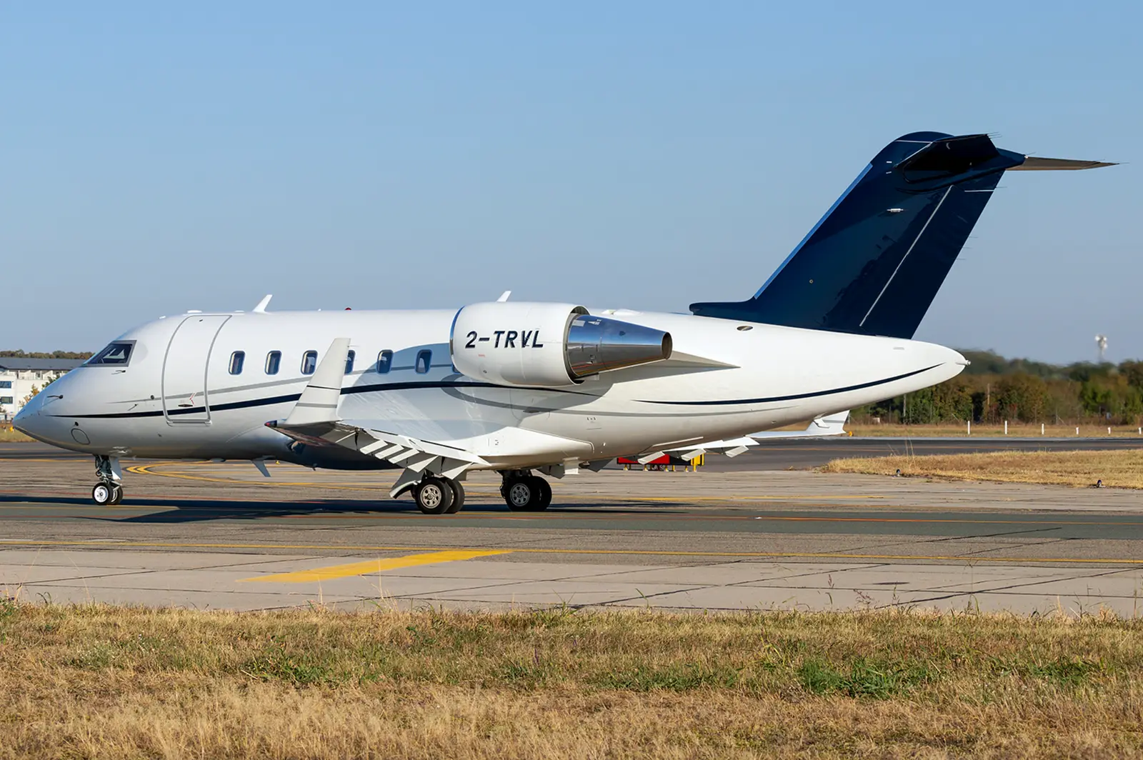 Bombardier Challenger 650 2-TRVL operated by Volare Aviation, Ltd., exterior