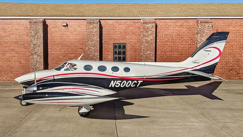 Cessna 340 N500CT operated by Crotts Aircraft Service, Inc, exterior