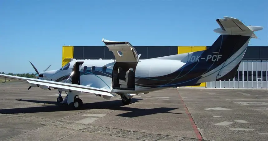 Pilatus PC-12/47 NG OK-PCF operated by Gemini Wings a.s., exterior