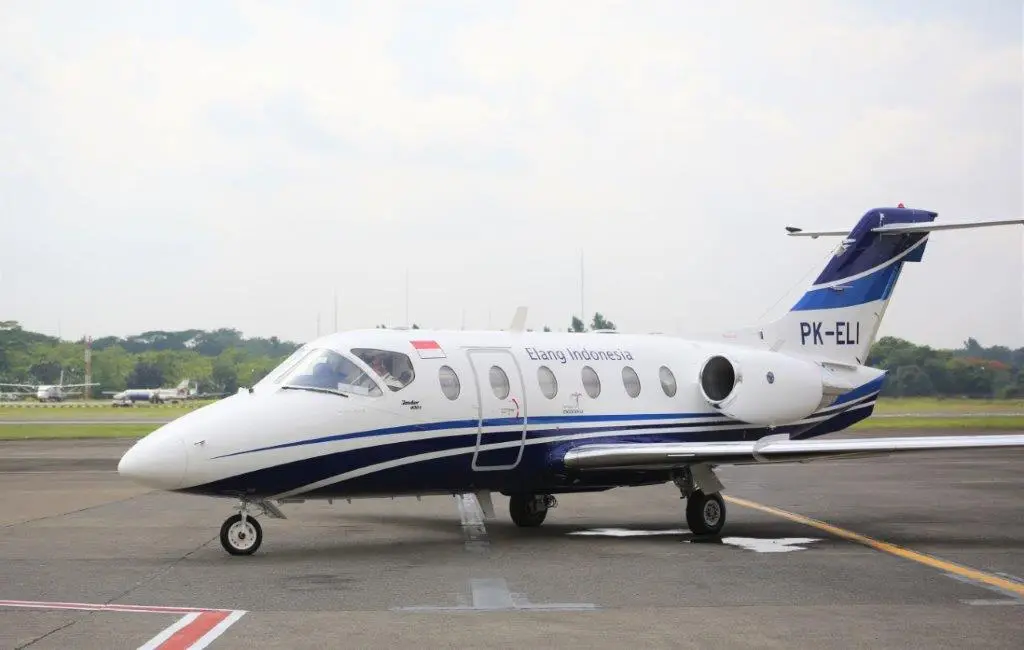 Beechcraft Beechjet 400A PK-ELI operated by Elang Lintas Indonesia, exterior