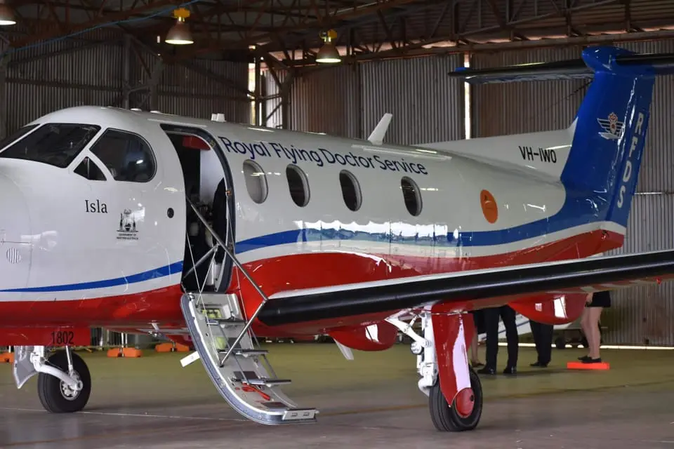 Pilatus PC-12/47 VH-IWO operated by Royal Flying Doctor Service, exterior
