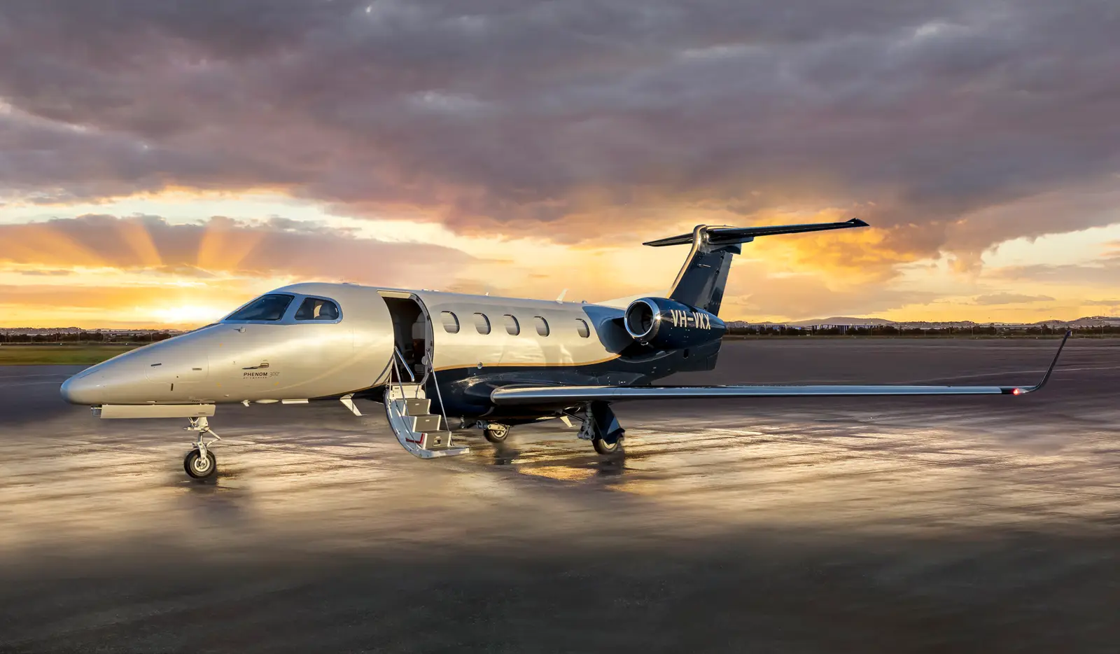 Embraer Phenom 300 VH-VKX operated by Flight Options Australia Pty Ltd, exterior