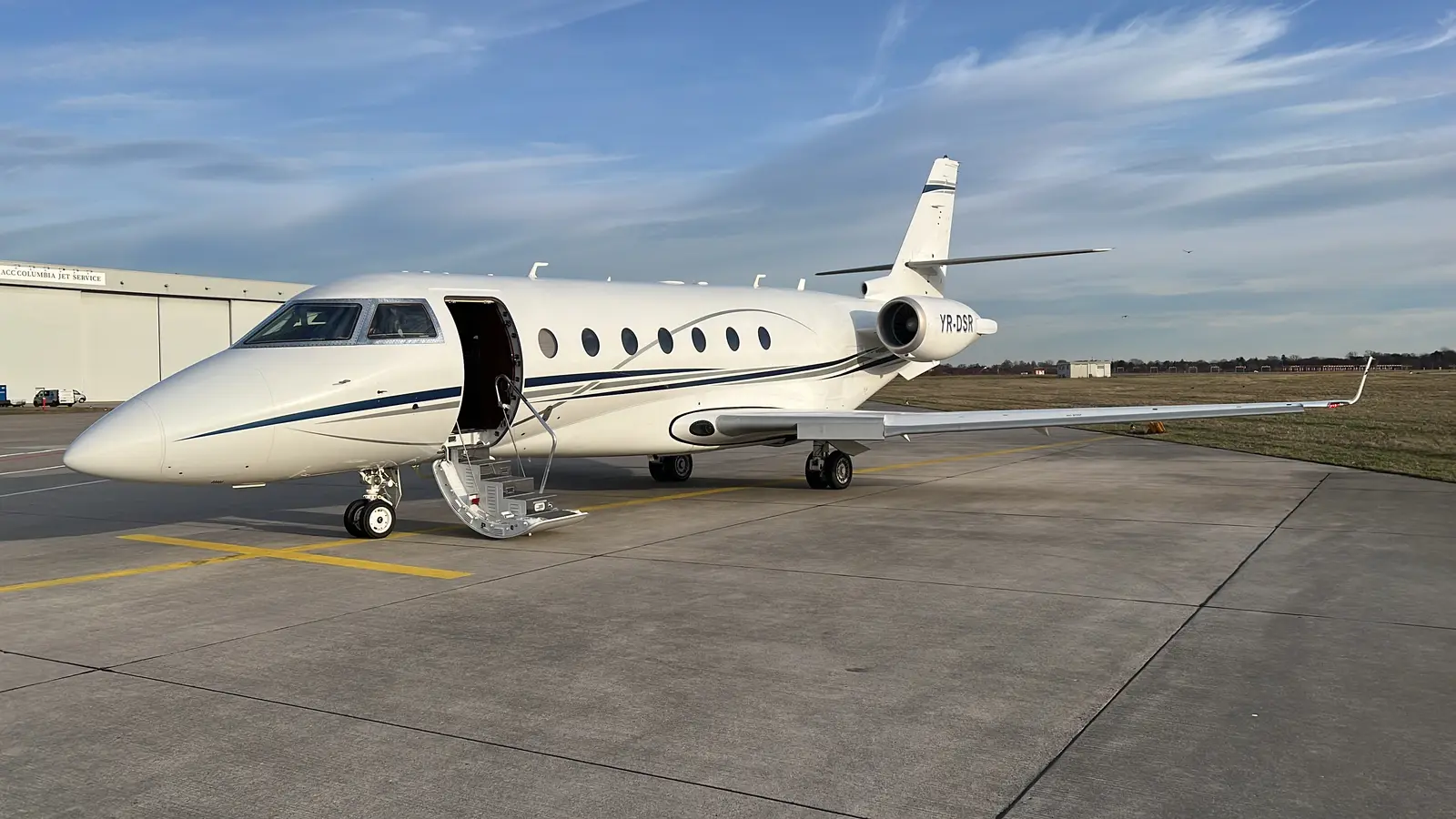 Gulfstream G200 YR-DSR operated by My Jet s.r.l., exterior