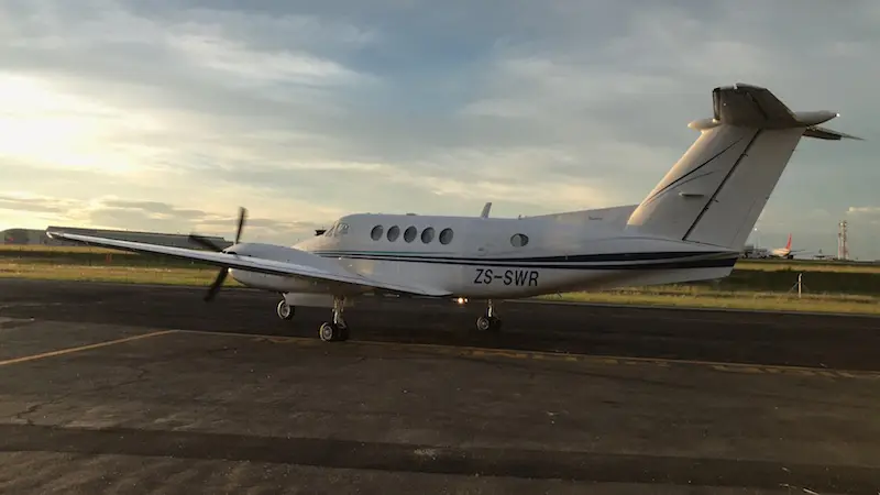 Beechcraft King Air 200 ZS-SWR operated by Pambele Aviation, exterior
