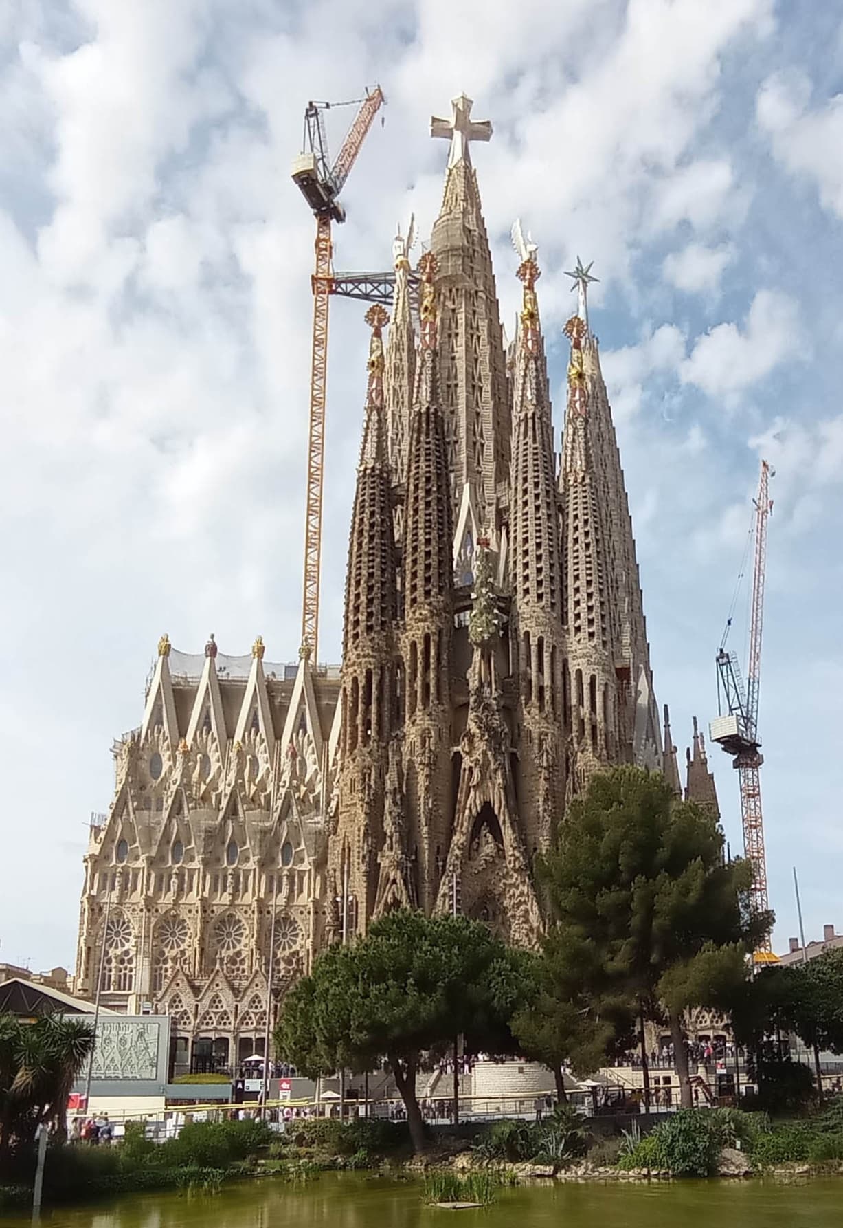 Gaudi's Sagrada Familia towers rising above Barcelona toward the Mediterranean